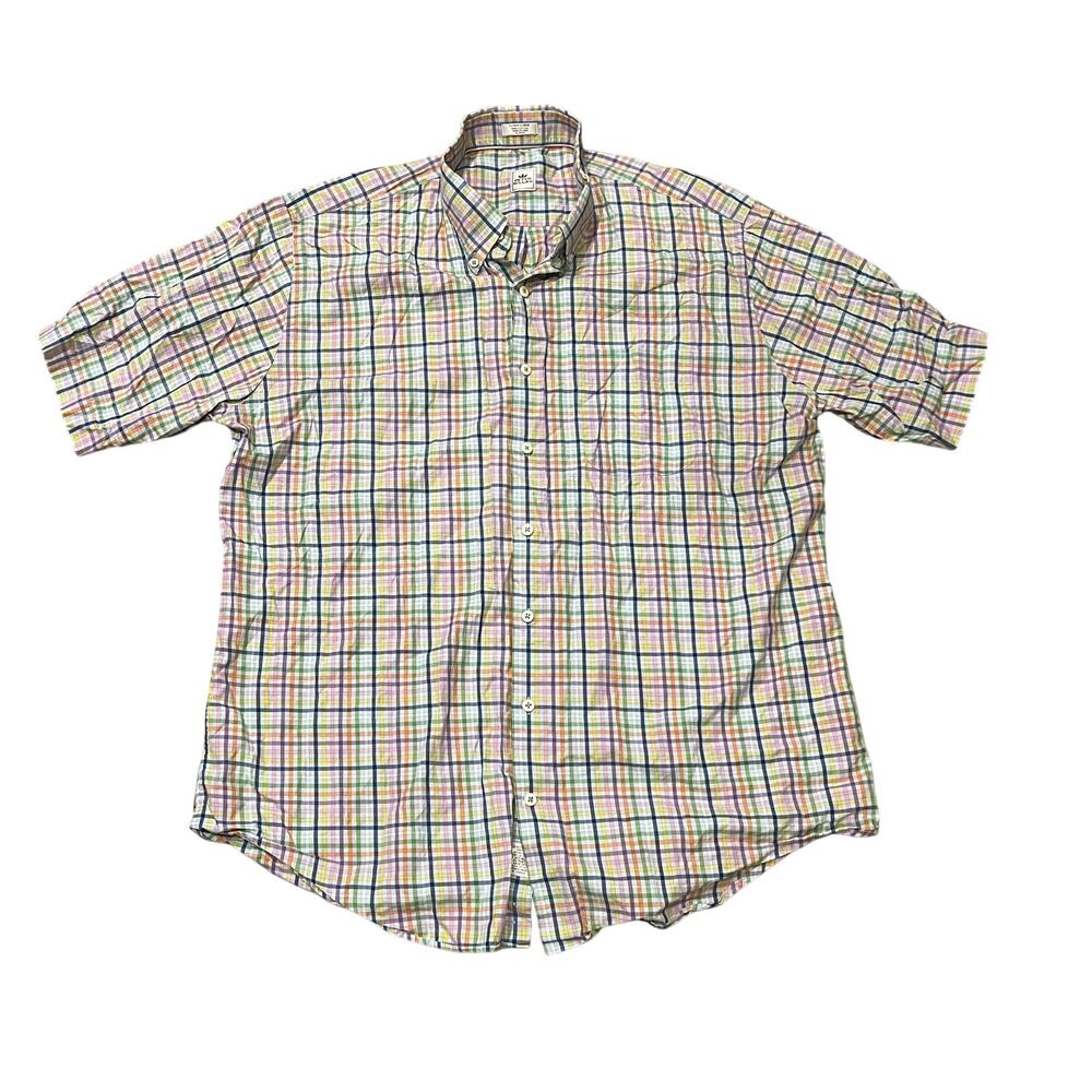 PETER MILLAR Men's Plaid Cotton Button Down Shirt Size XL